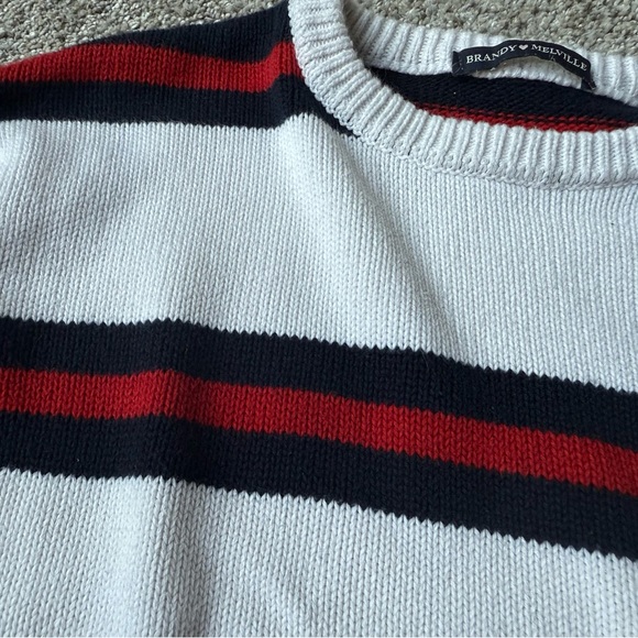 Brandy Melville Striped‎ White, Blue & Red Sweater - Picture 3 of 3